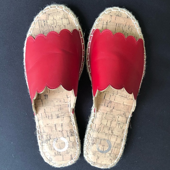 JOURNEE COLLECTION Marjan Red Scalloped Padded Espadrille Slide Sandals 8.5 EUC - Picture 5 of 13